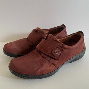 Hotter Comfort Concept Slip On Adjustable Loafer Shoes Red Suede Womens Size 7.5
